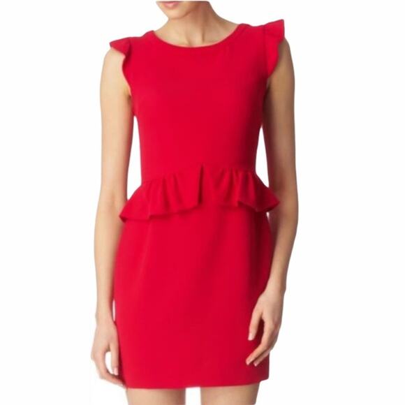 Sandro Flutter Cap Sleeve Peplum Sheath Dress Raspberry Mini '2'/US10 - Picture 9 of 11